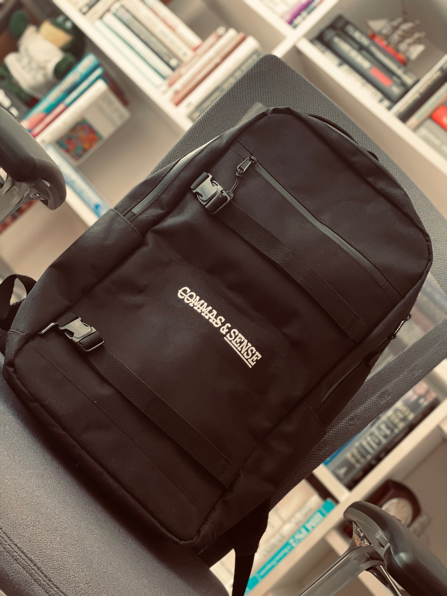 COMMAS & SENSE LOGO BACKPACK