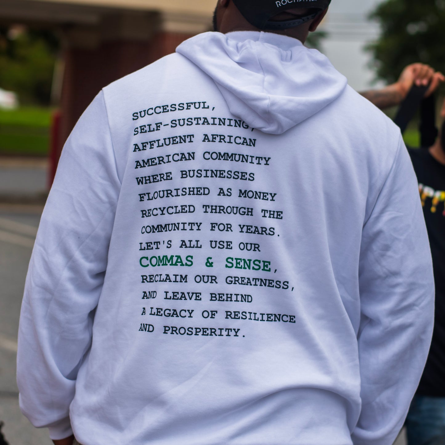 BLACK WALL STREET HOODIE (WITH DESCRIPTION ON BACK)