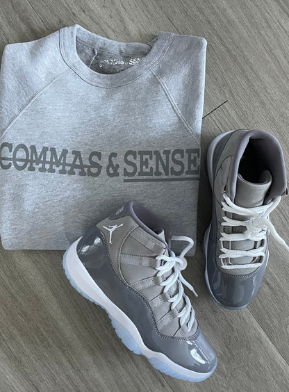COMMAS & SENSE LOGO CREWNECK