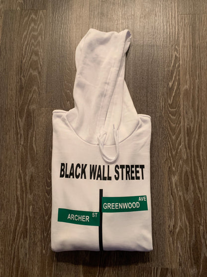 BLACK WALL STREET HOODIE (WITH DESCRIPTION ON BACK)