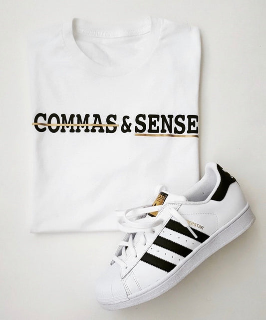 COMMAS & SENSE CUSTOM LOGO